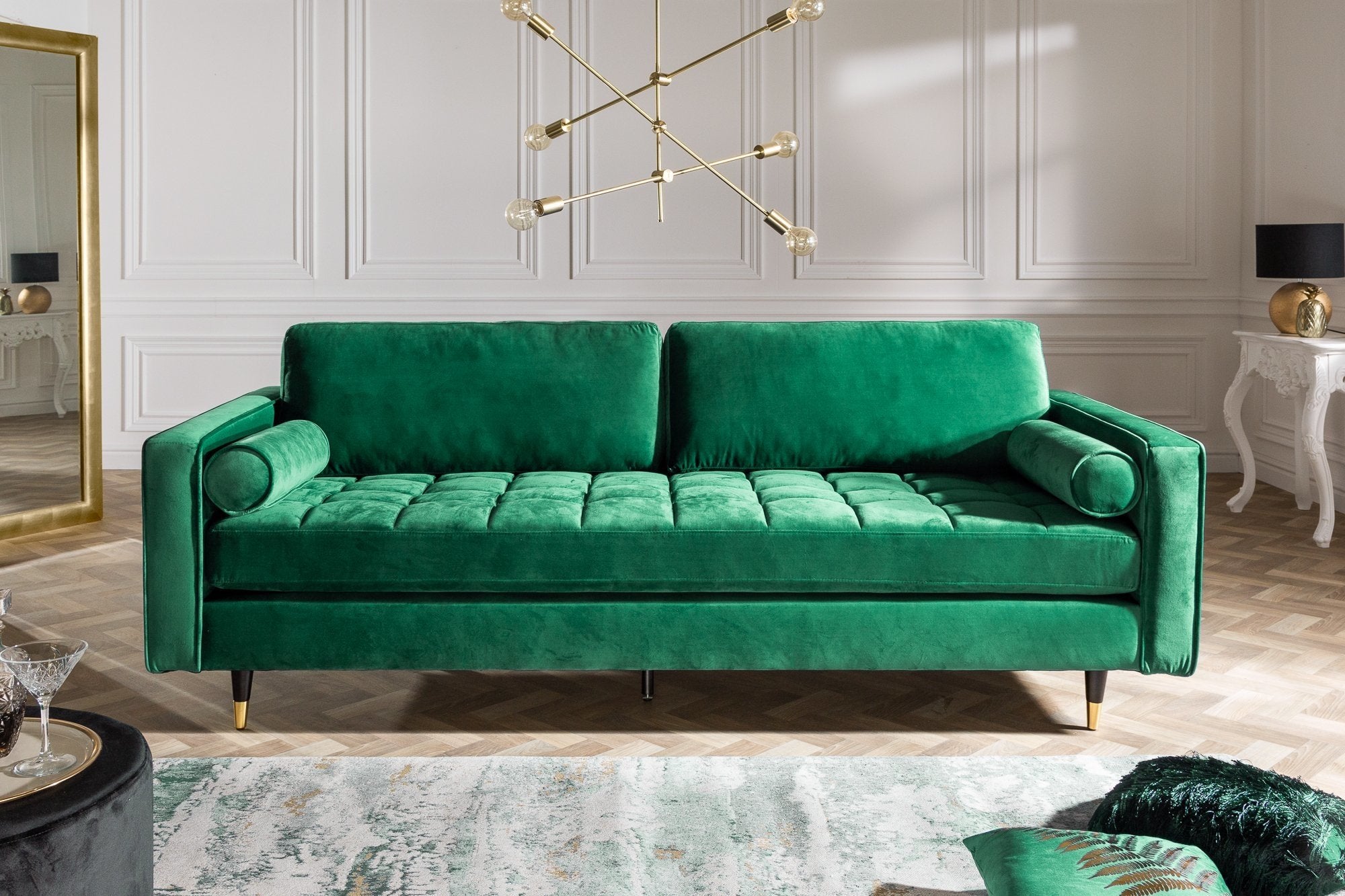 Invicta cozy velvet zöld bársony kanapé