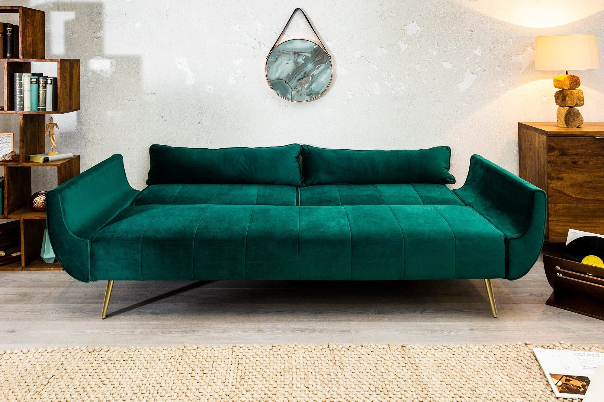 Invicta divani zöld és arany bársony kanapéágy