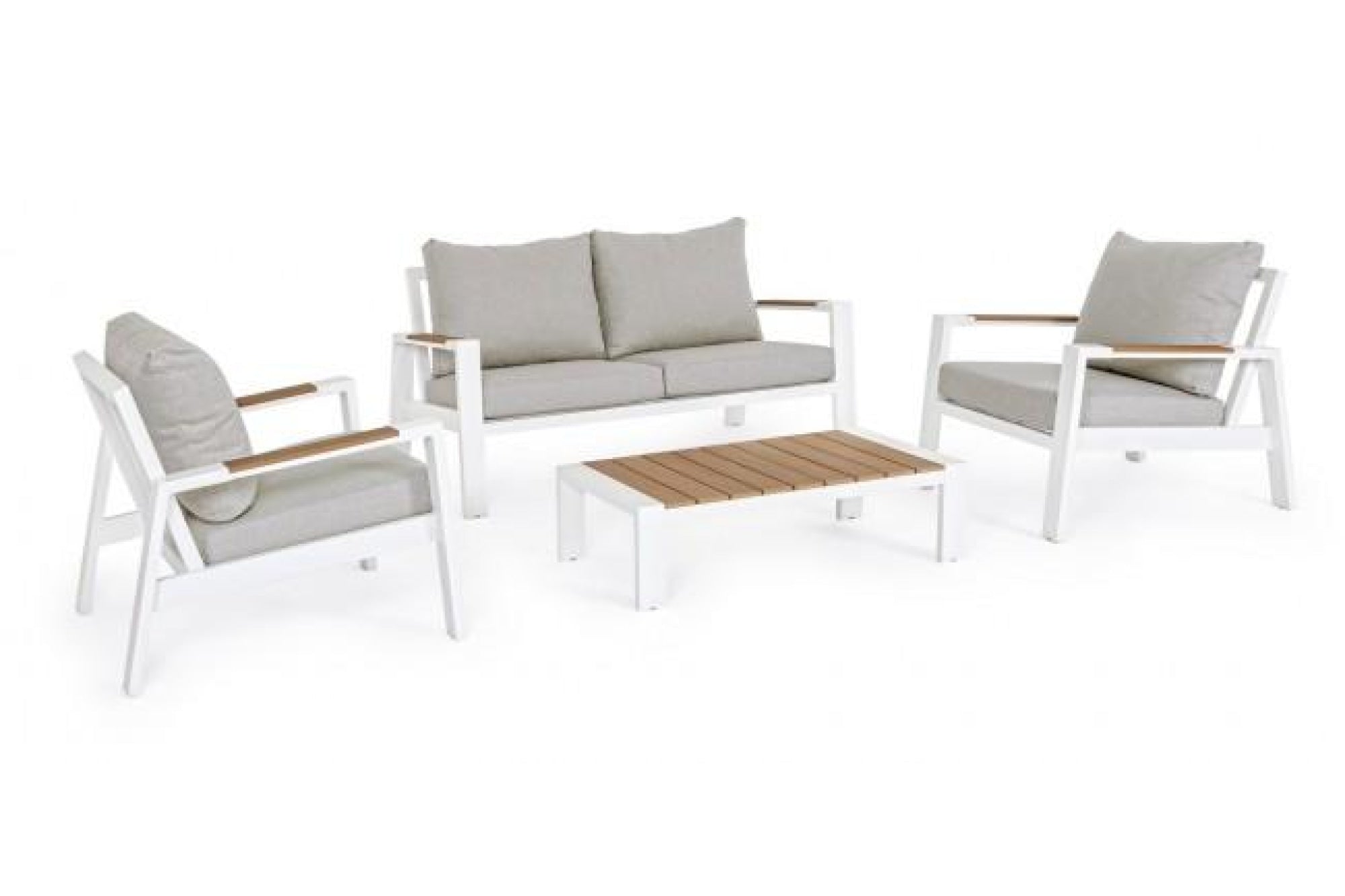 Einar 4 darabos Terasz/kerti bútor szett, Bizzotto, alumínium/furnérlemez/poliészter, fehér