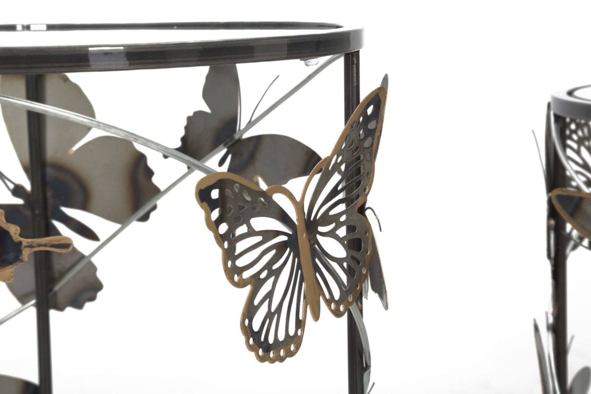 Mauro ferretti farfalle 2 darabos bronz és fekete vas dohányzóasztal
