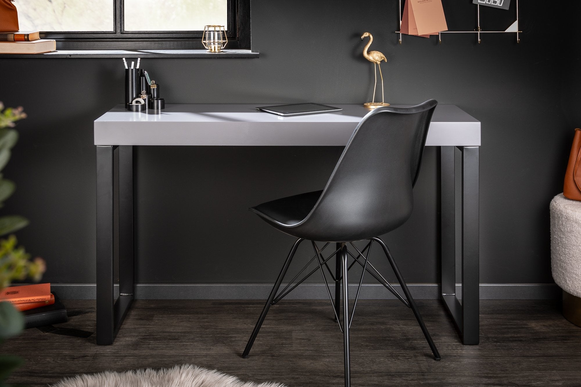 GREY DESK szürke és fekete mdf íróasztal