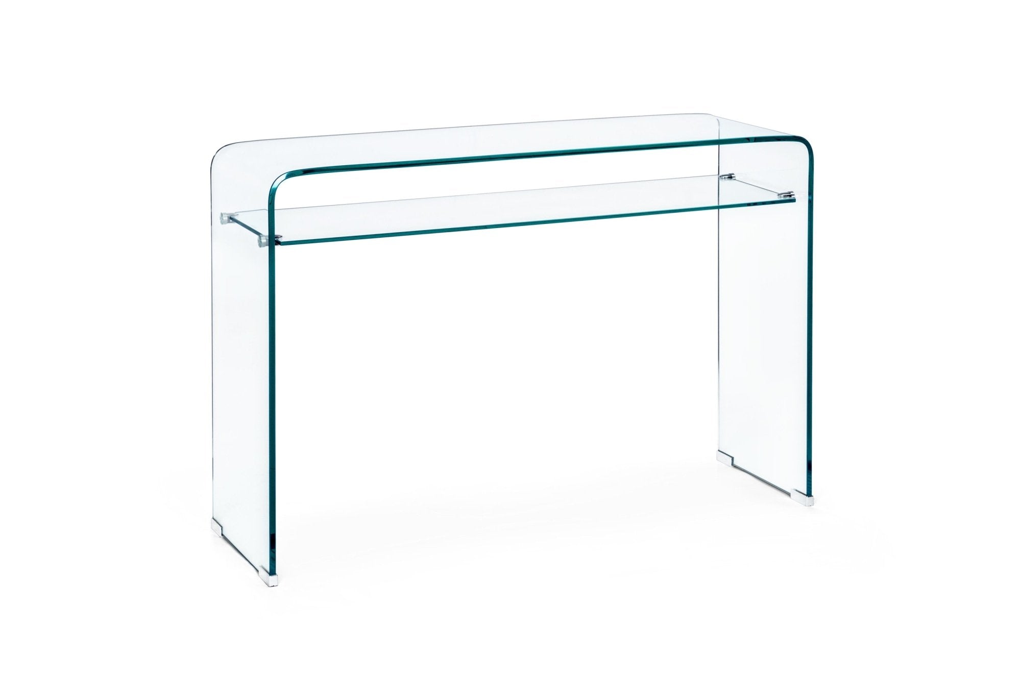 IRIDE négyszögletes üveg konzolasztal polccal 100x35