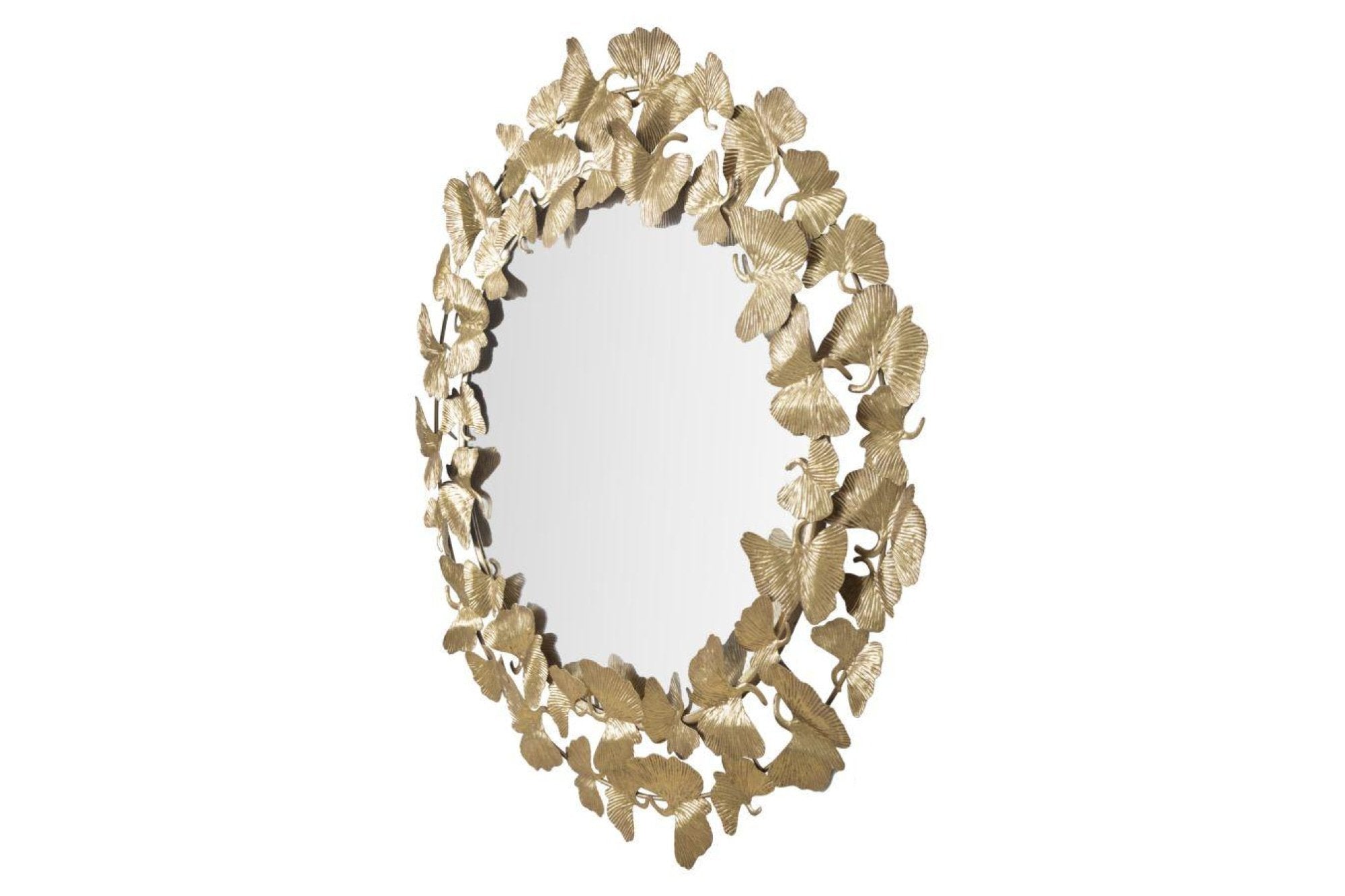 Mauro ferretti leaf round arany és tükröződő vas falitükör