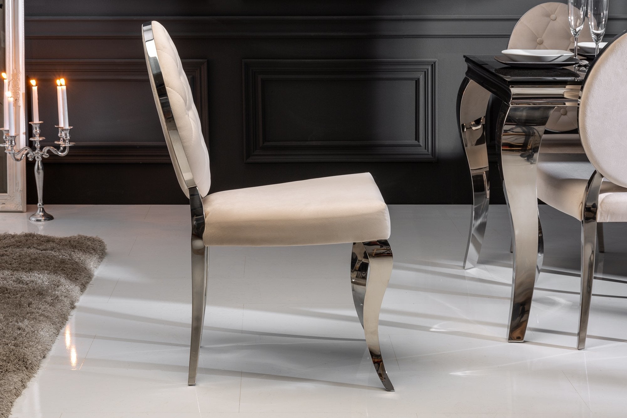 Invicta modern barock bézs bársony szék