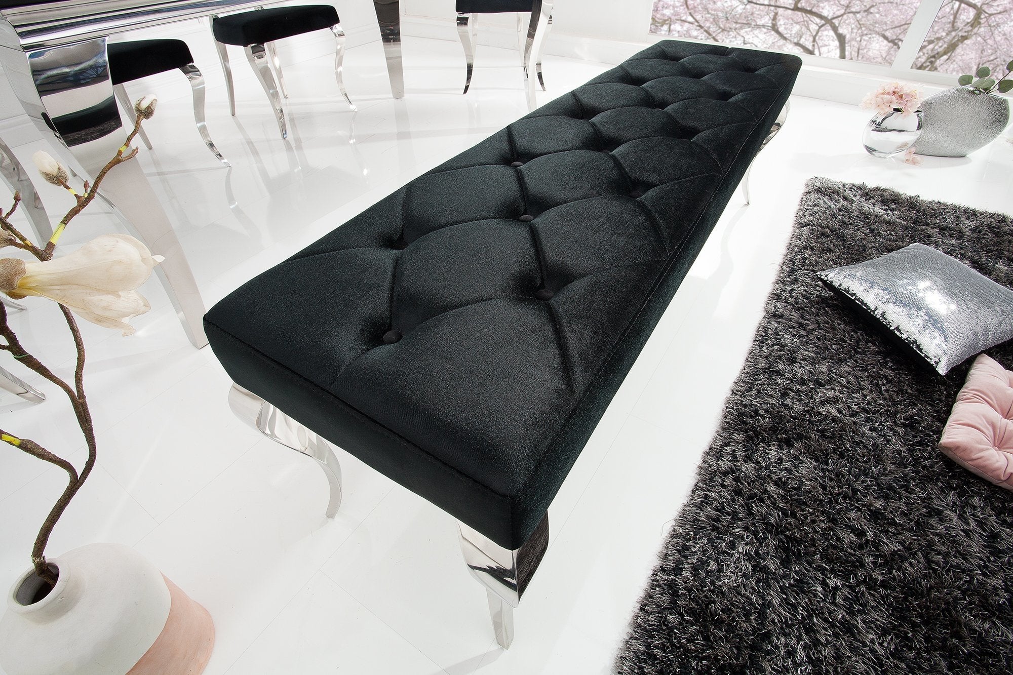 Invicta modern barock fekete ülőpad 170cm