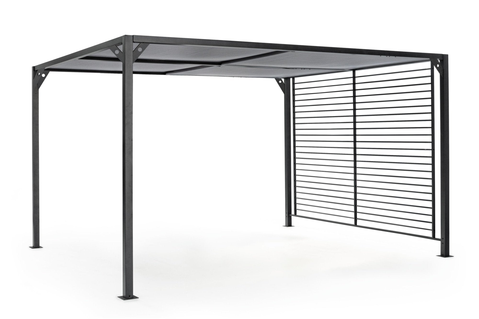 Gazebo Kerti pavilon csúsztatható ponyvával, Bizzotto, 300 x 360 cm, alumínium/poliészter, szénszürke