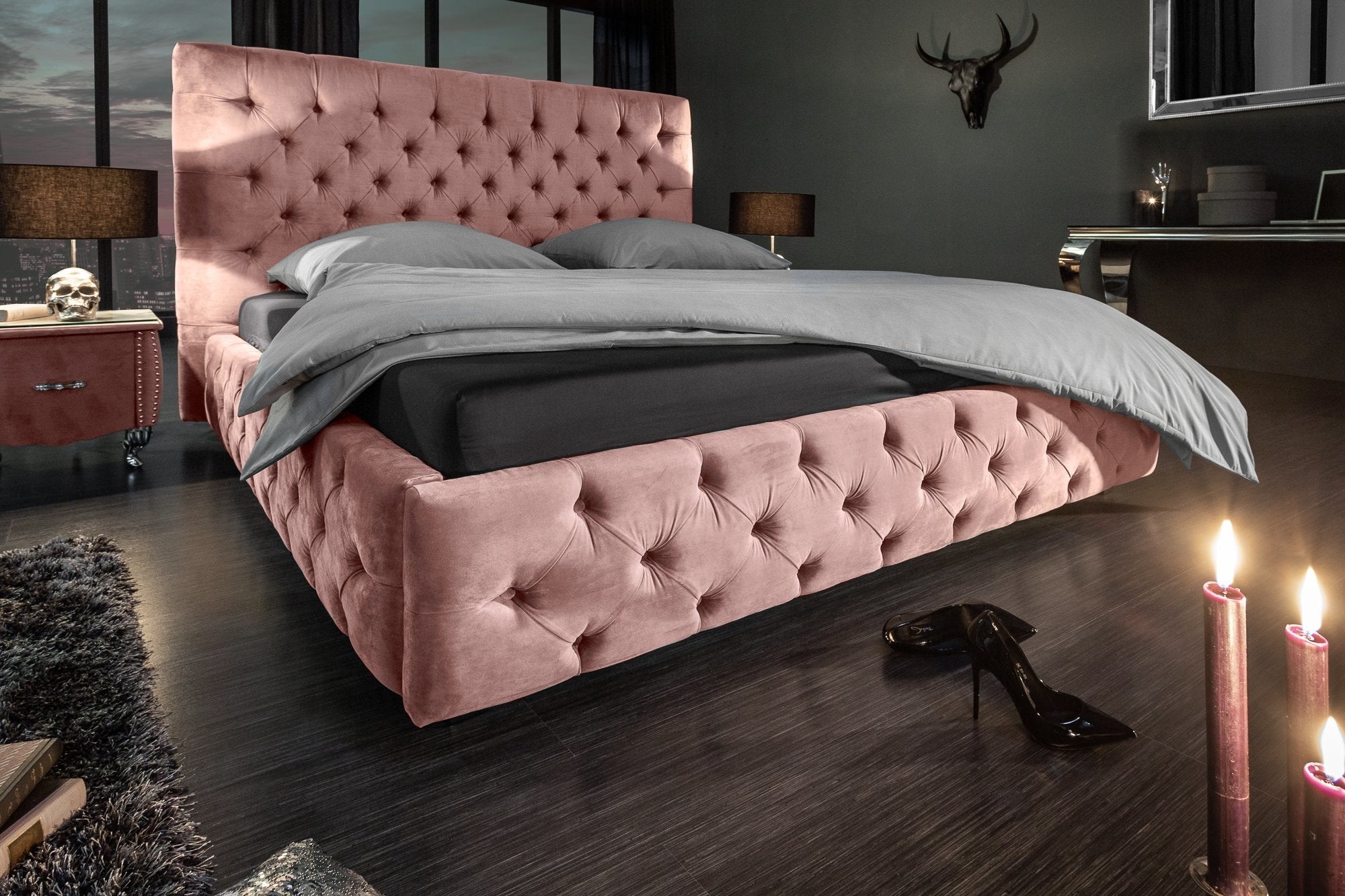Invicta paris rózsaszín bársony ágy