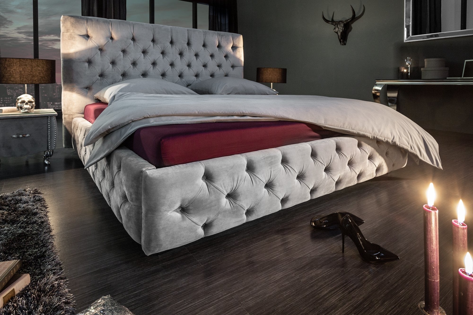 Invicta paris szürke bársony ágy 160x200cm