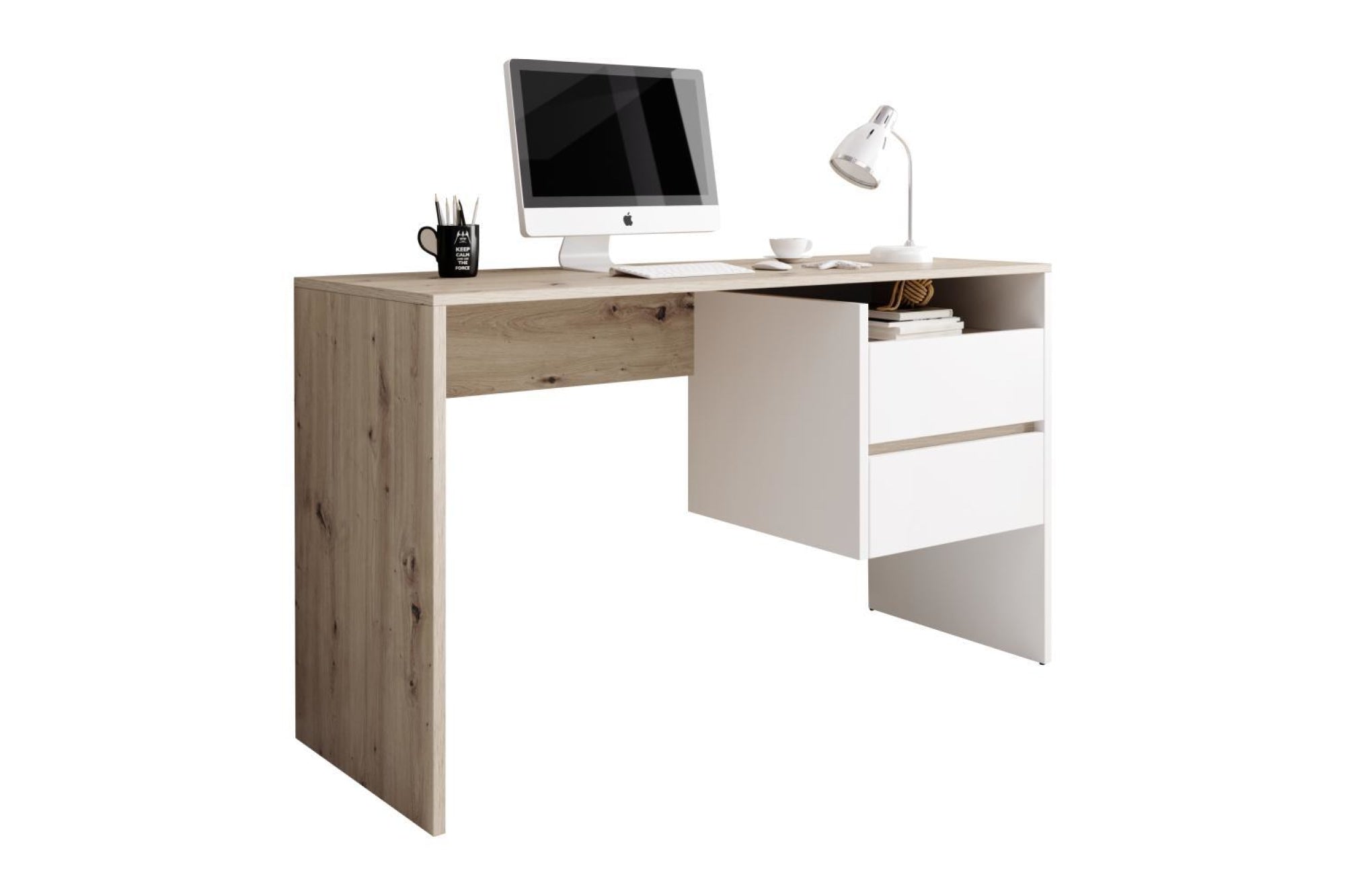 TULIO fehér és barna mdf íróasztal