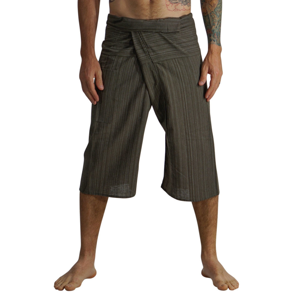 Short Thai Fisherman Pants - Striped Green – Zootzu Garb
