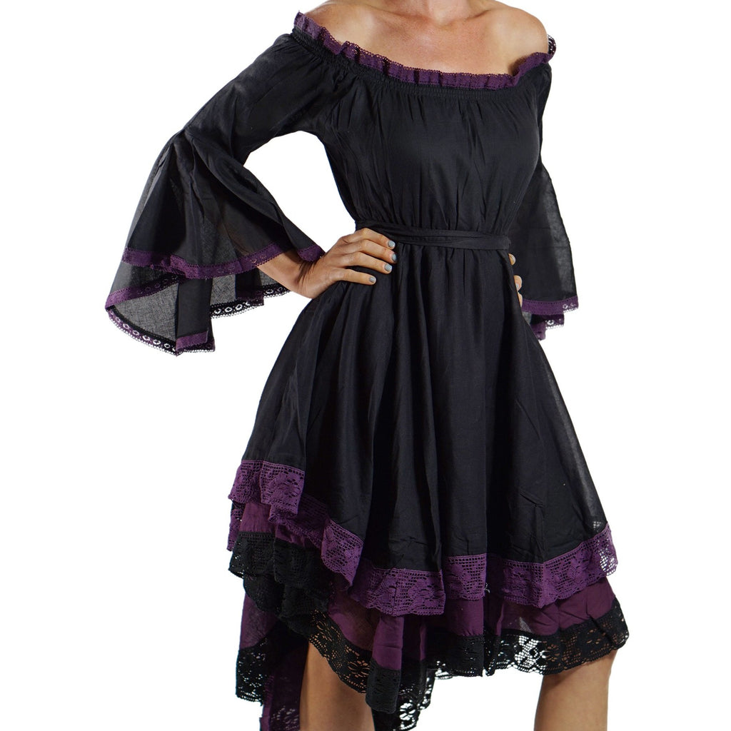 purple and black lace dress