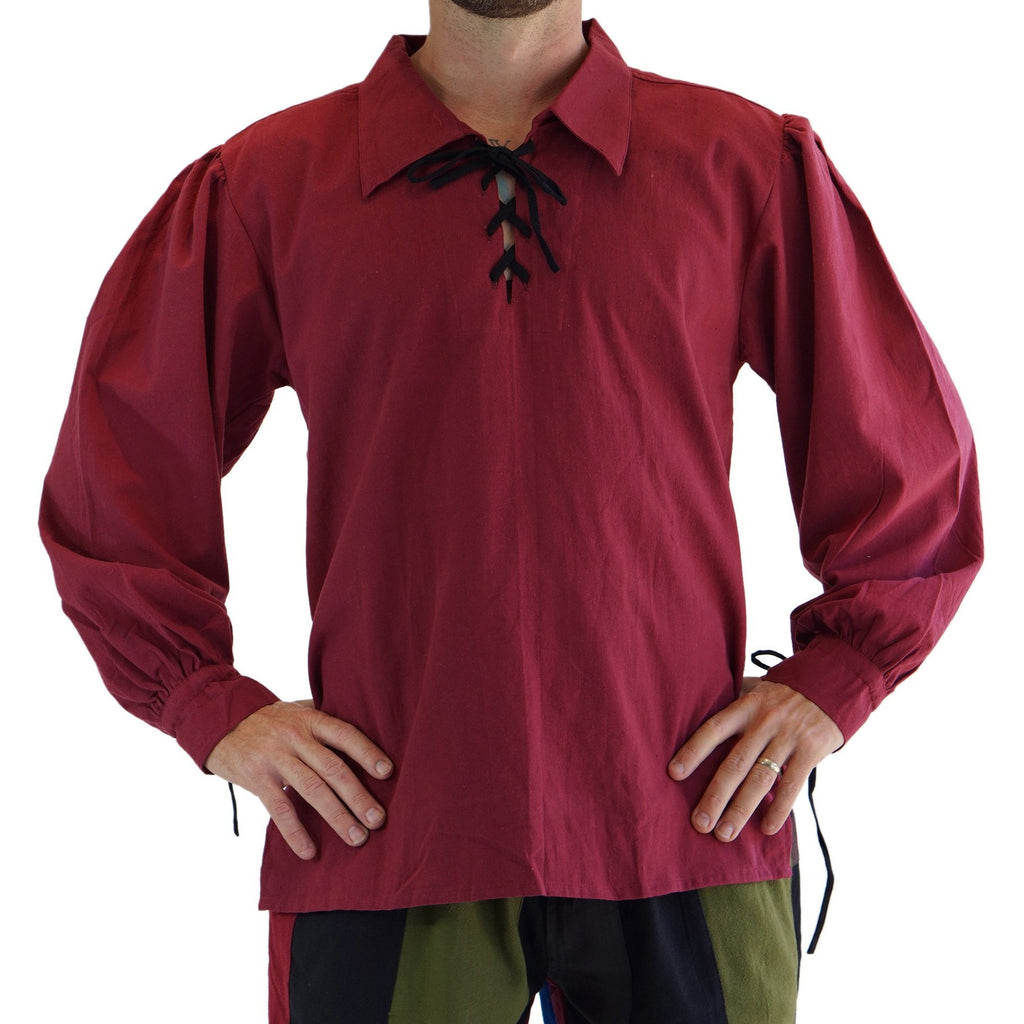 burgundy red shirt