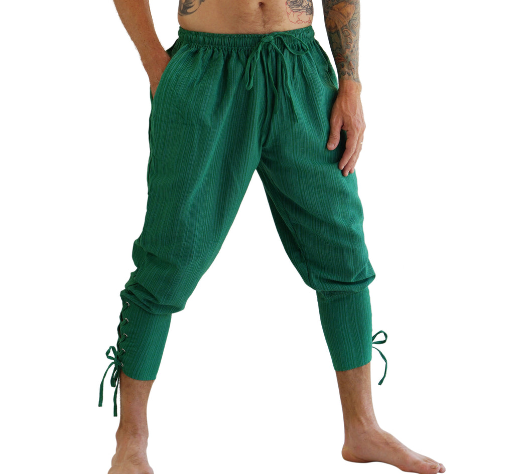 Ankle Cuff Medieval Pants - Emerald Striped Green – Zootzu Garb