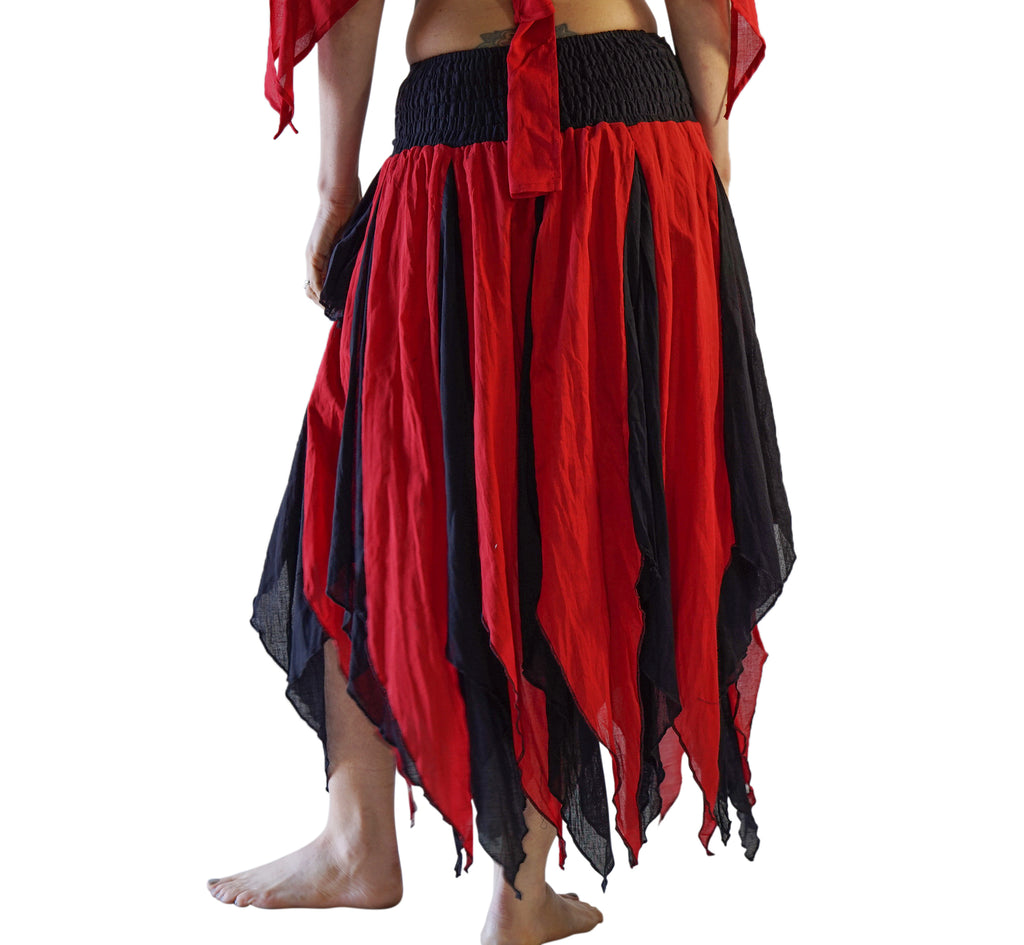 'Petal' Long Renaissance/Pirate Skirt - Black/Red – Zootzu Garb