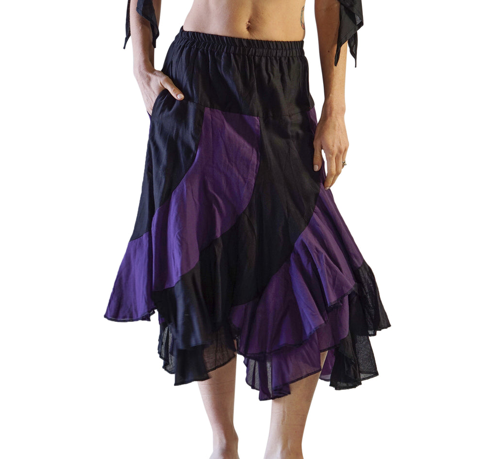 'Two Layer' Alternating Panel Skirt - Black / Purple – Zootzu Garb