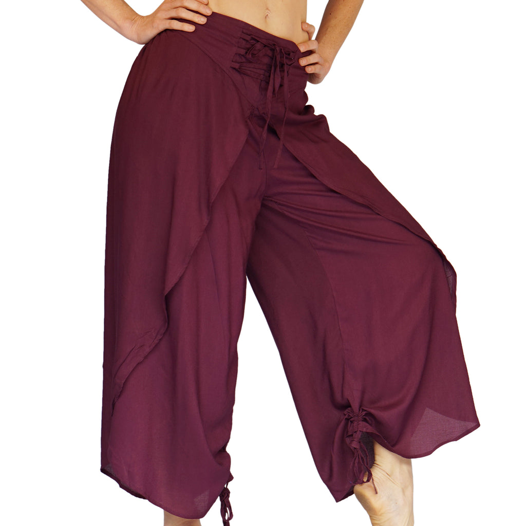 'Split Pants' Rayon, harem womens pirate pants - Dark Purple – Zootzu Garb