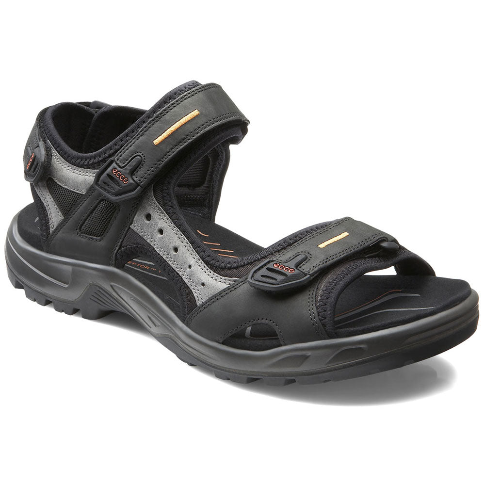 Wetland Helaas extreem ECCO Men's Yucatan Sandal in Black/Mole Leather at Mar-Lou Shoes