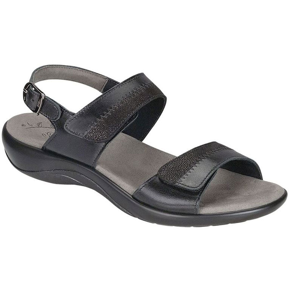 SAS Nudu Sandal in Black Midnight Leather at Mar-Lou Shoes