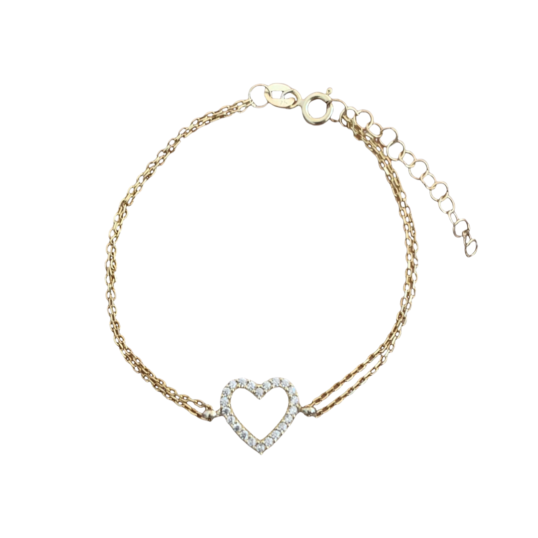 Gold Plated Mini Heart Sterling Silver Bracelet