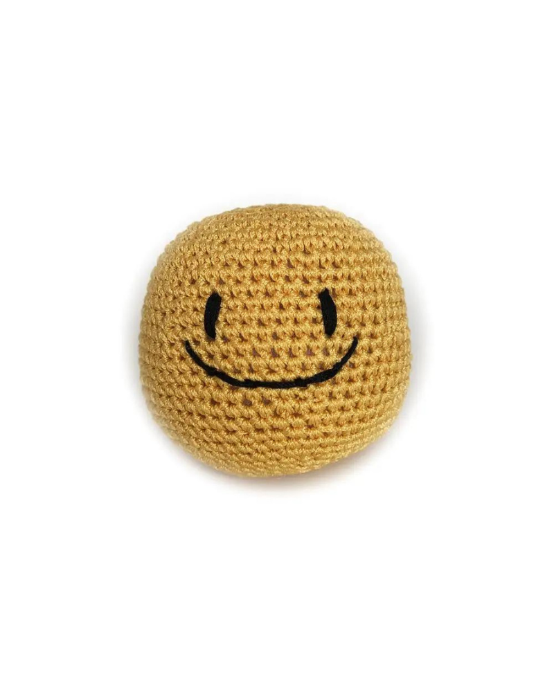 Smiley Face Dog Squeaker in Yellow