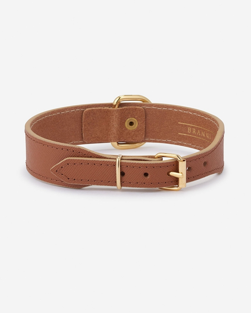 BRANNI, Small Dog Collar in Red Leather (Made in Italy)