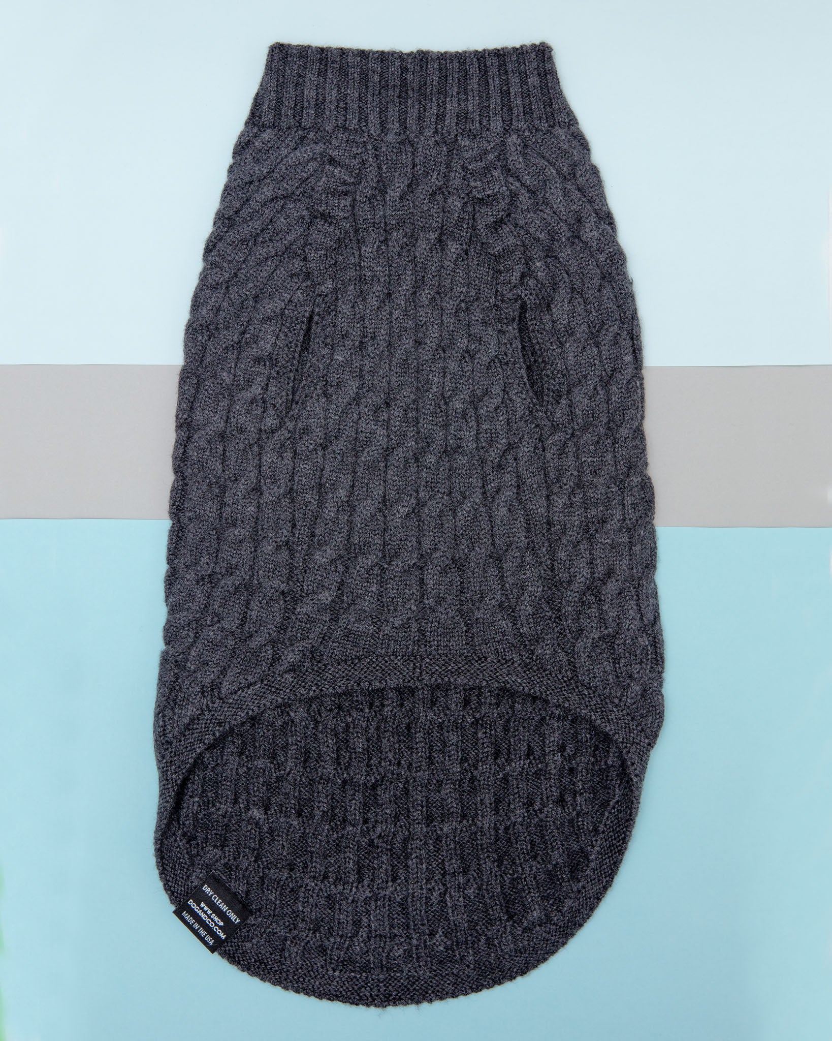 The Uptown Cable Knit Sweater in City Slush Grey Merino Wool (Made in NYC)