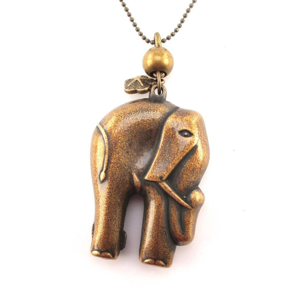 3D Elephant Shaped Pendant Necklace in Brass | Animal Jewelry – DOTOLY