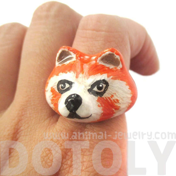 Download 3D Red Panda Raccoon Shaped Enamel Animal Ring in US Size ...