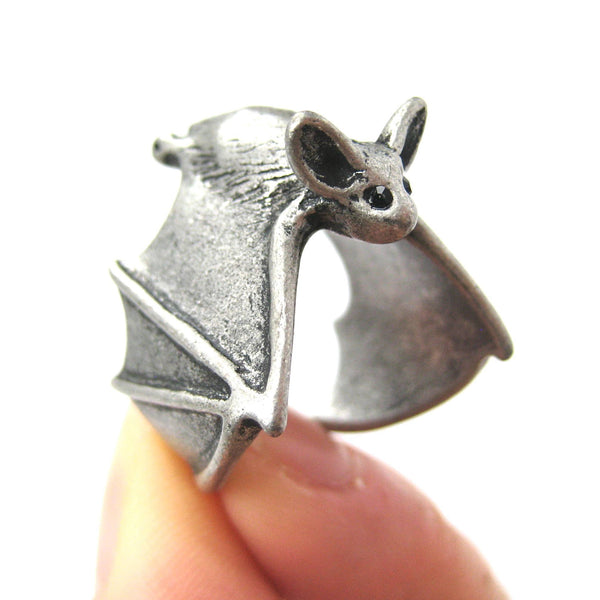 3D Bat Animal Wrap Adjustable Ring in Silver | Animal ...