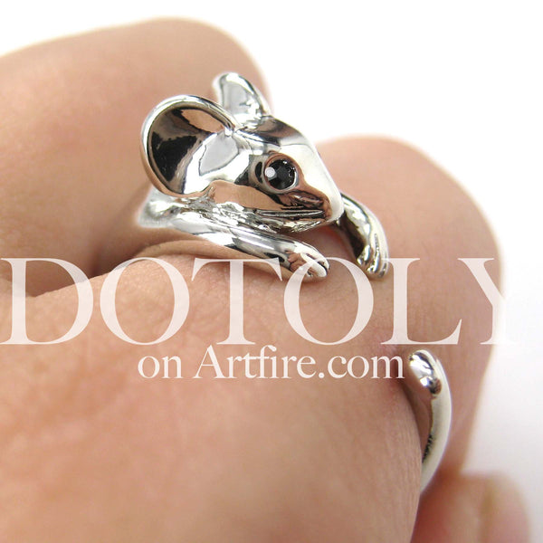 Download Mouse Animal Wrap Around Ring in Shiny Silver Sizes 4 to 9 ...