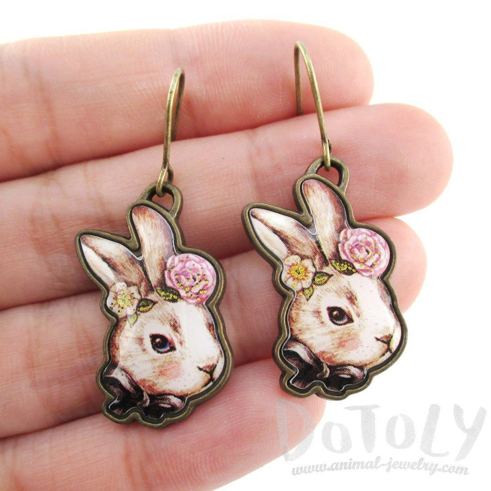 Hand Drawn Bunny Rabbit Hare Shaped Dangle Earrings – DOTOLY