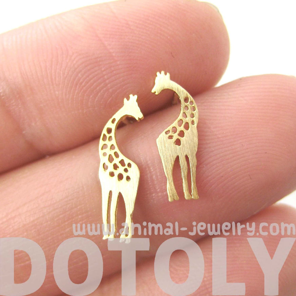 Download Mother And Baby Giraffe Shaped Stud Earrings In Gold Allergy Free Dotoly