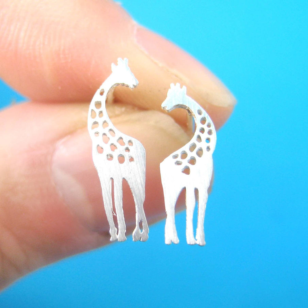 Download Mother And Baby Giraffe Shaped Stud Earrings In Silver Allergy Free Dotoly