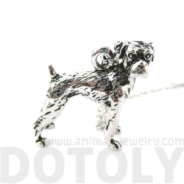 Realistic Boxer Dog Shaped Animal Pendant Necklace in Shiny Silver – DOTOLY