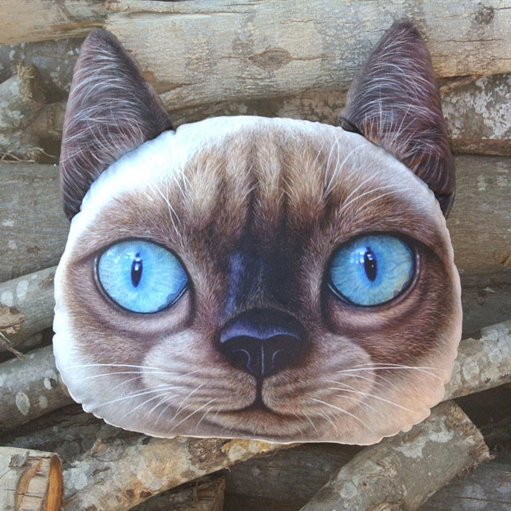Realistic Siamese Kitty Cat Face Shaped 