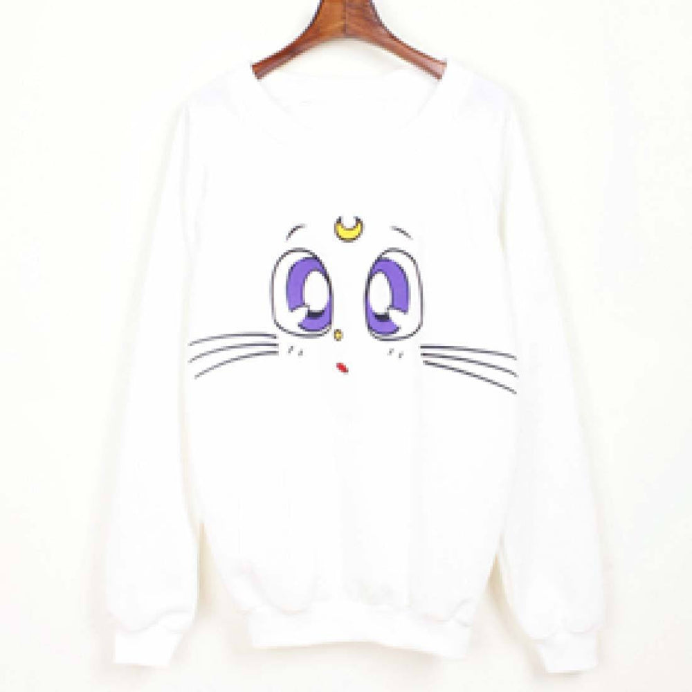 Sailor Moon Crystal Artemis Guardian Kitty Cat White Pullover Sweater ...