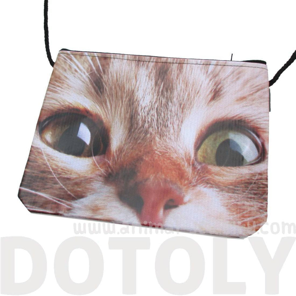 Wide Eyed Kitty Cat Face Print Cross Body Bag | Gifts for Cat Lovers ...