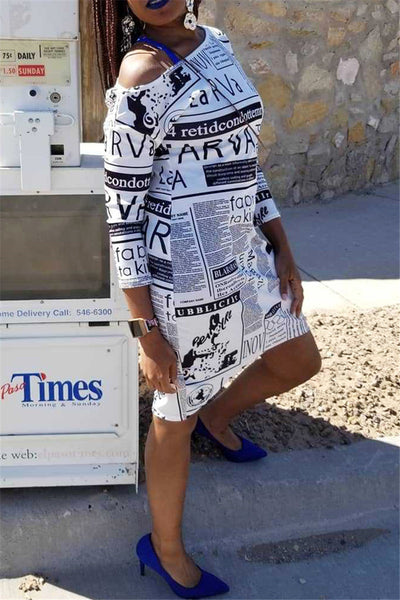 Women's Dresses Casual Newspaper Printed Dress
