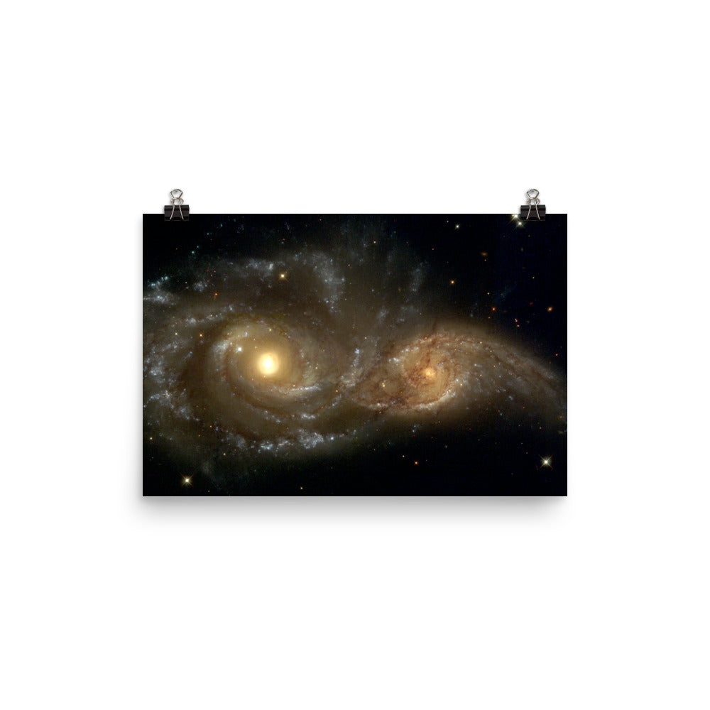 Two Spiral Galaxies Colliding Poster - Apes In Space product image