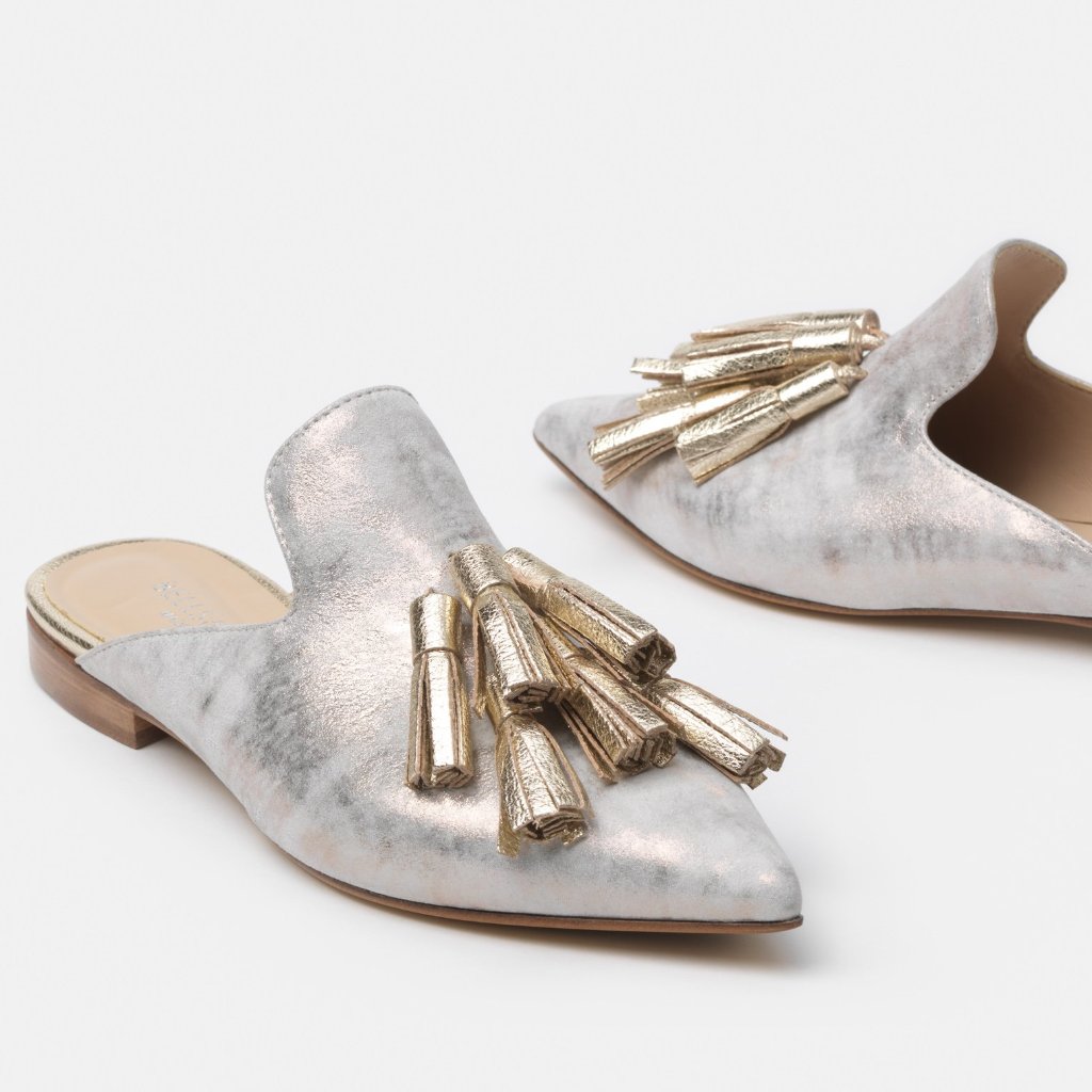 gold mules flat