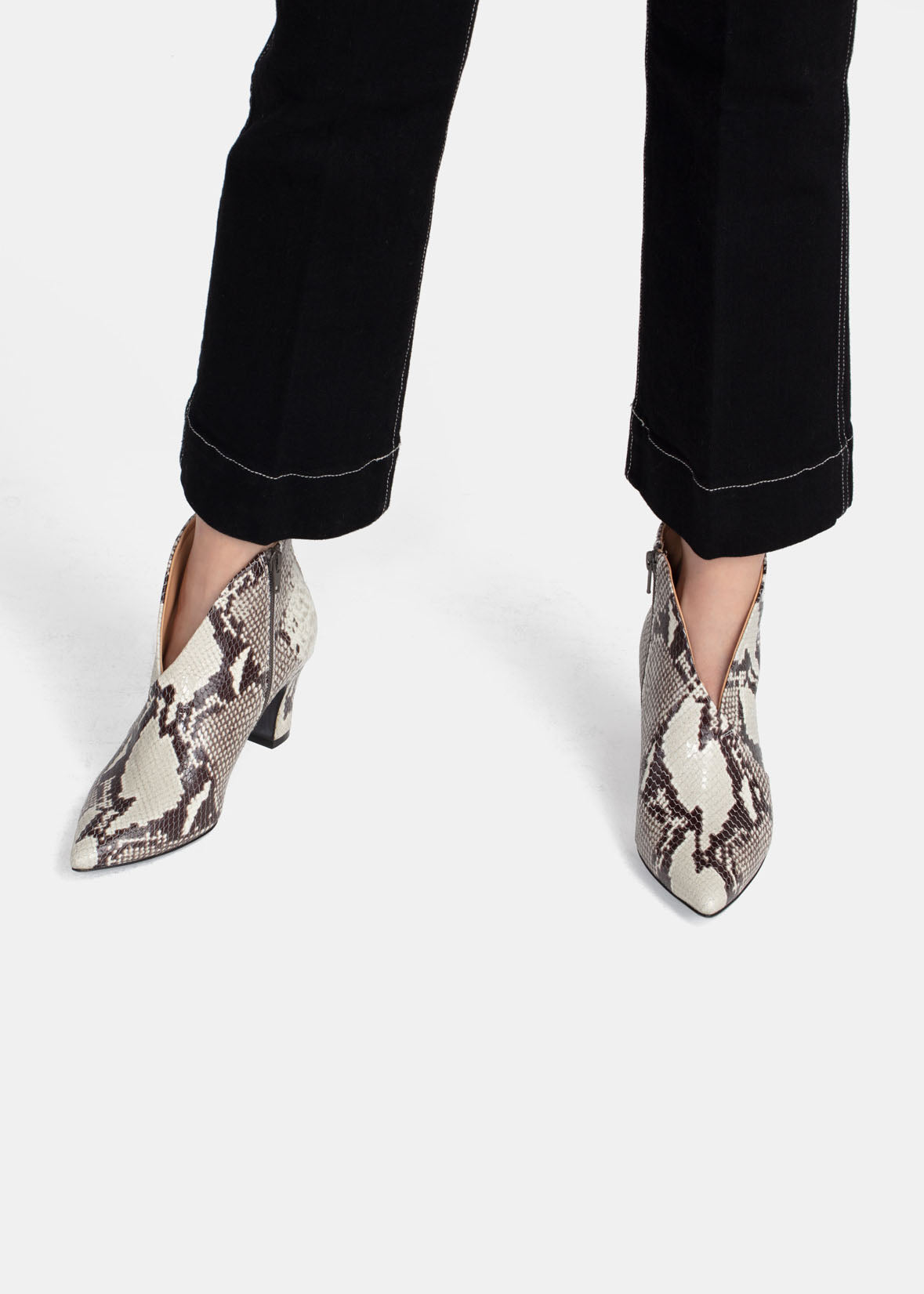 The Elena Python Mid-Heel Designer Bootie - Luxury Italian Shoes ...