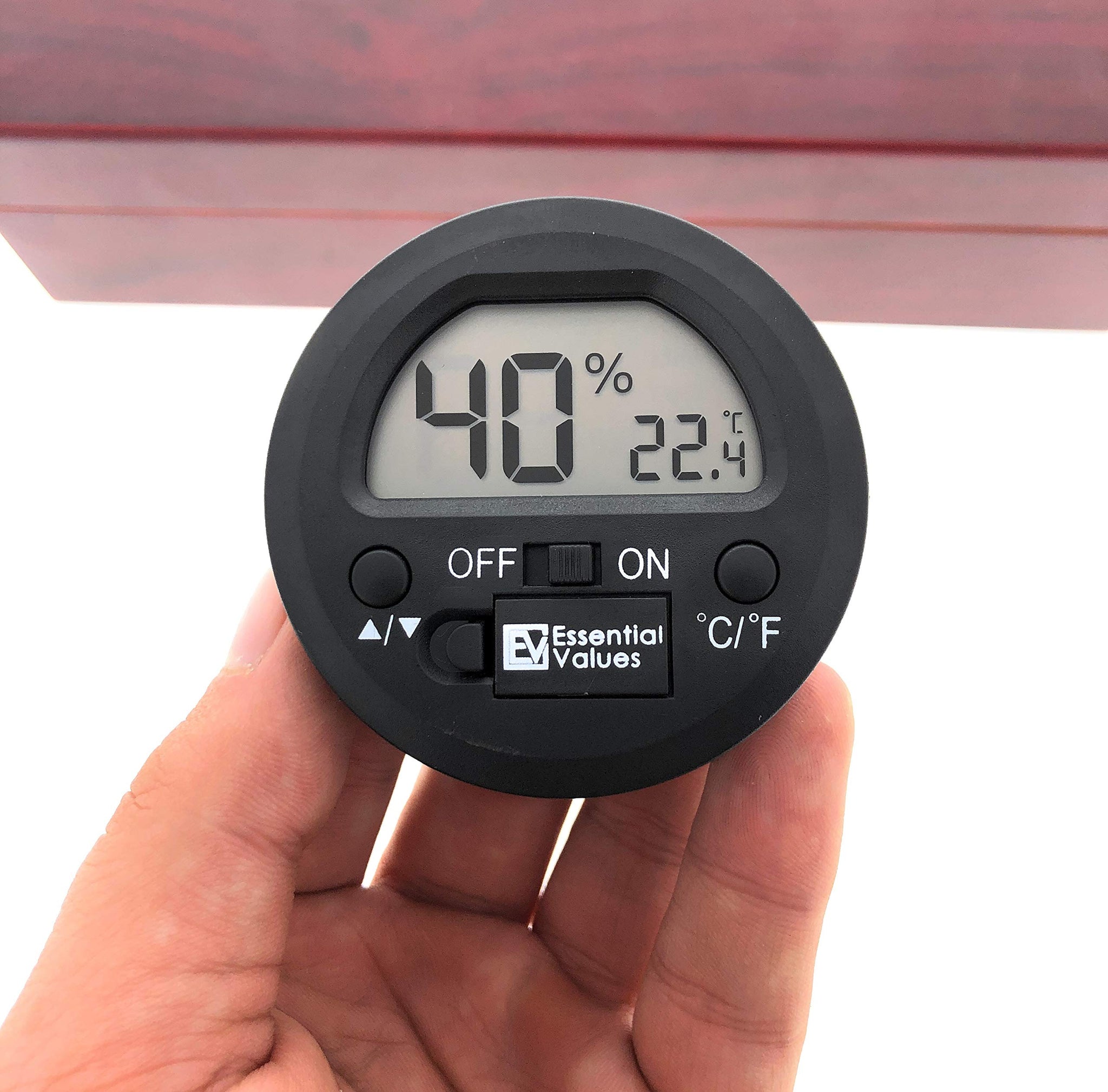 Essential Values Round Digital Cigar Hygrometer for Humidors Battery