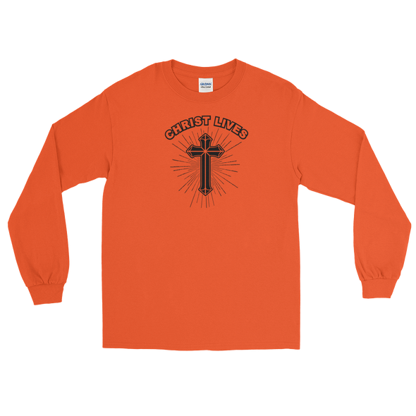 Christian Men/Women Long Sleeve T-Shirt Christ Lives cross blk ...