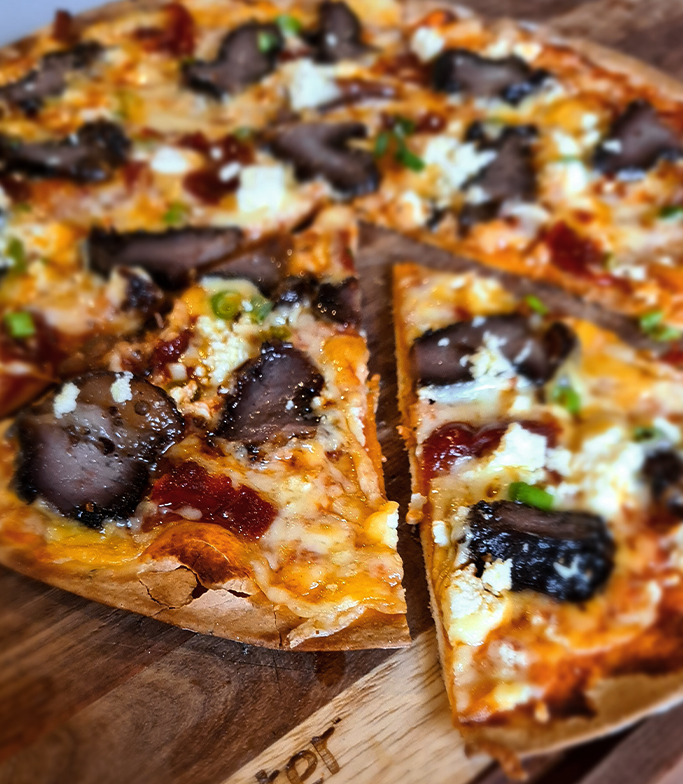 Biltong and Feta Tortilla Pizza