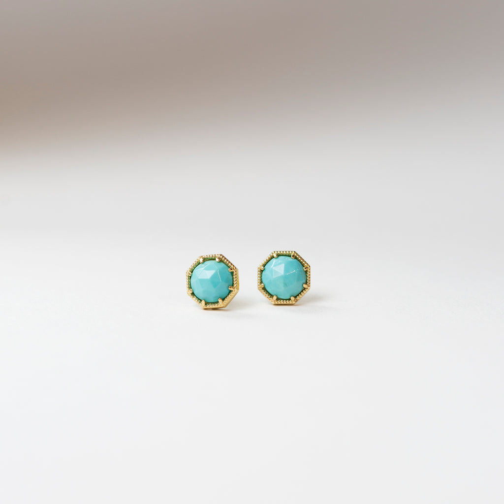 Maman Crown Bezel Turquoise Earrings– GRACE LEE