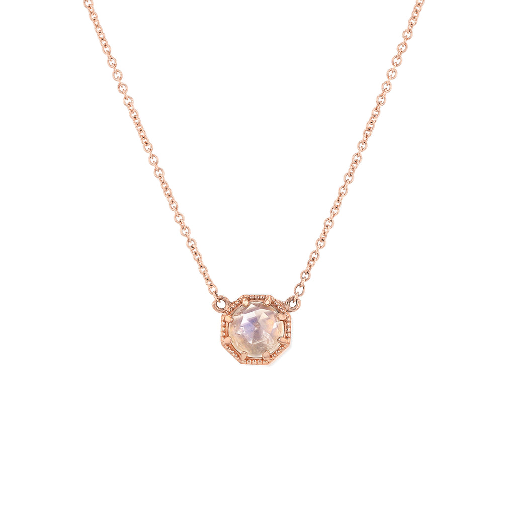 Crown Bezel Moonstone Necklace– GRACE LEE