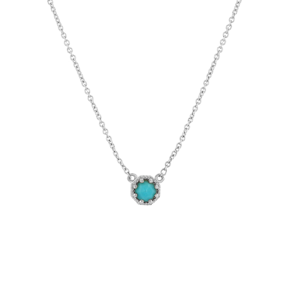 Petite Crown Bezel Turquoise Necklace– GRACE LEE