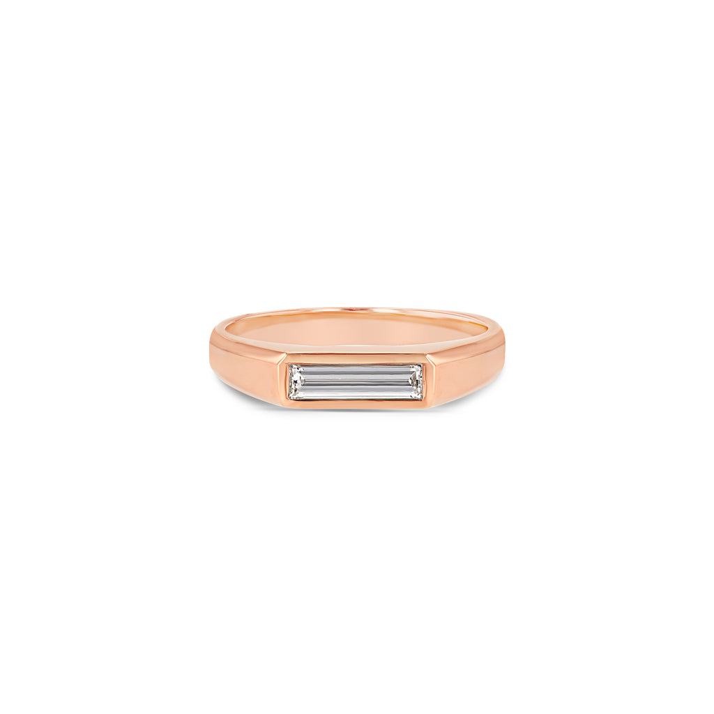 Diamond Baguette Signet Ring - Small– GRACE LEE