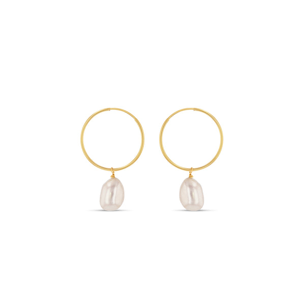 Baroque Pink Pearl Hoop Earrings– GRACE LEE