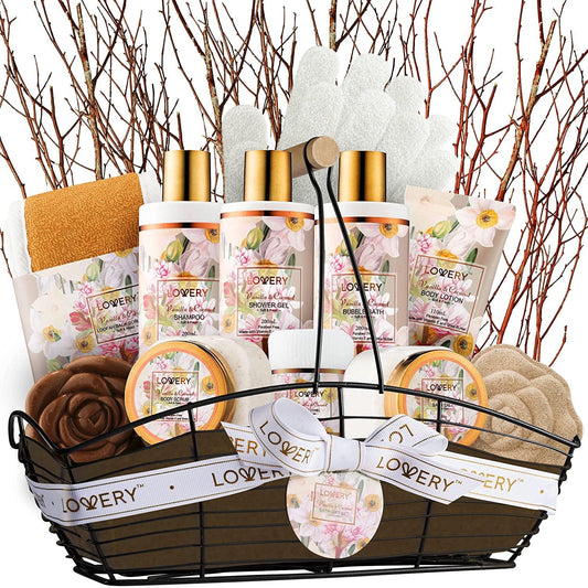 Birthday Gift Basket - Bath and Spa Gift Set for Women - Luxury Birthday Spa Gift Box with Vit E- Rich Bath Essentials, Diffuser, Candle, Sterling